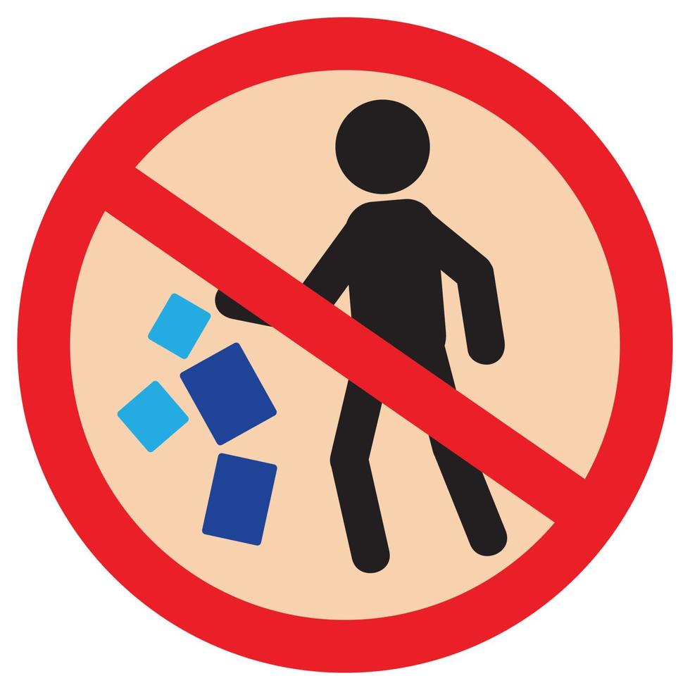 no tirar basura icono plano vector