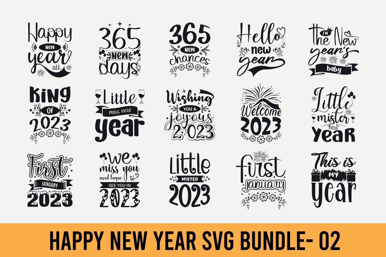 New year svg bundle, happy new year svg quotes, new year typography t-shirt design, SVG cut files vector