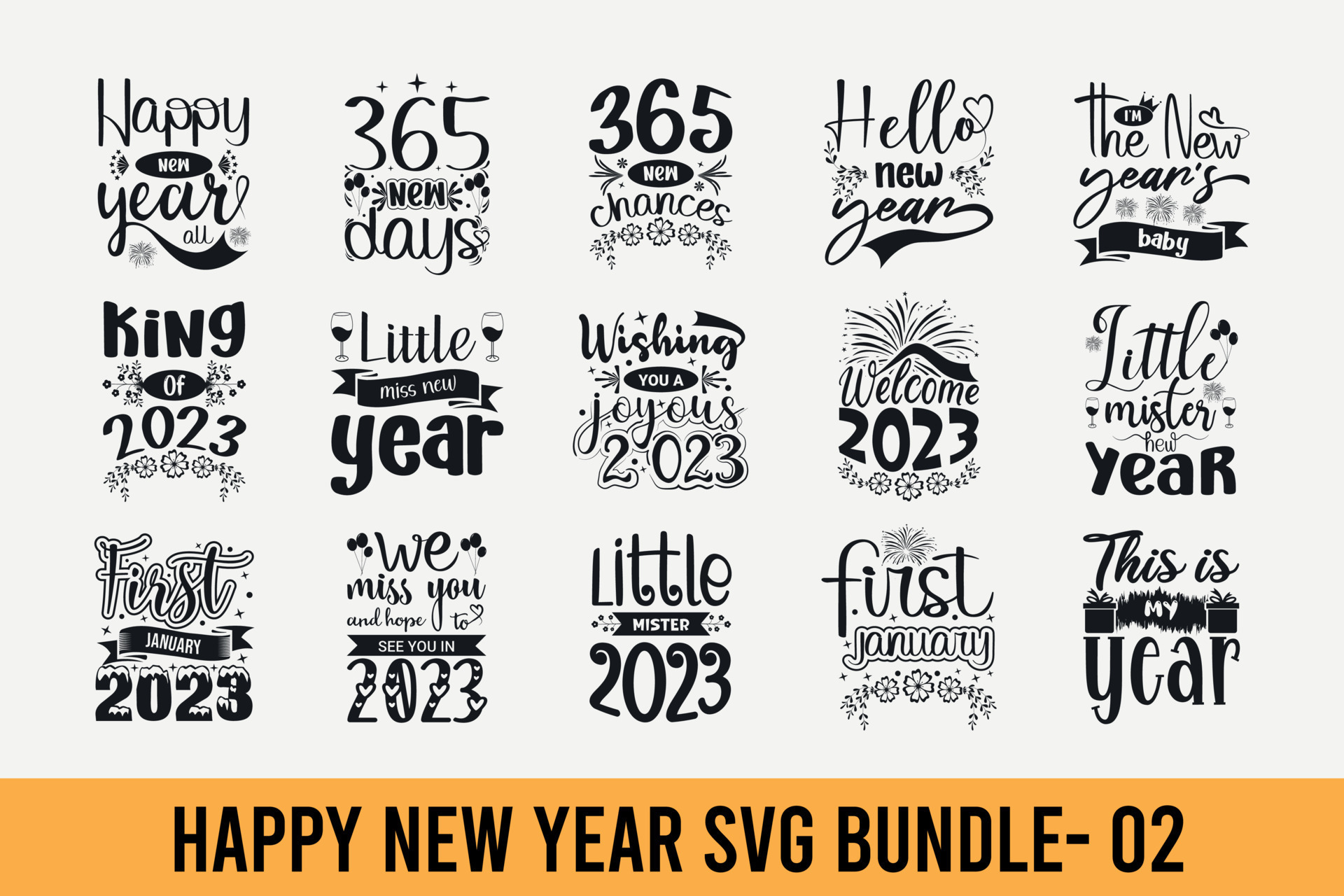 New year svg bundle, happy new year svg quotes, new year typography t