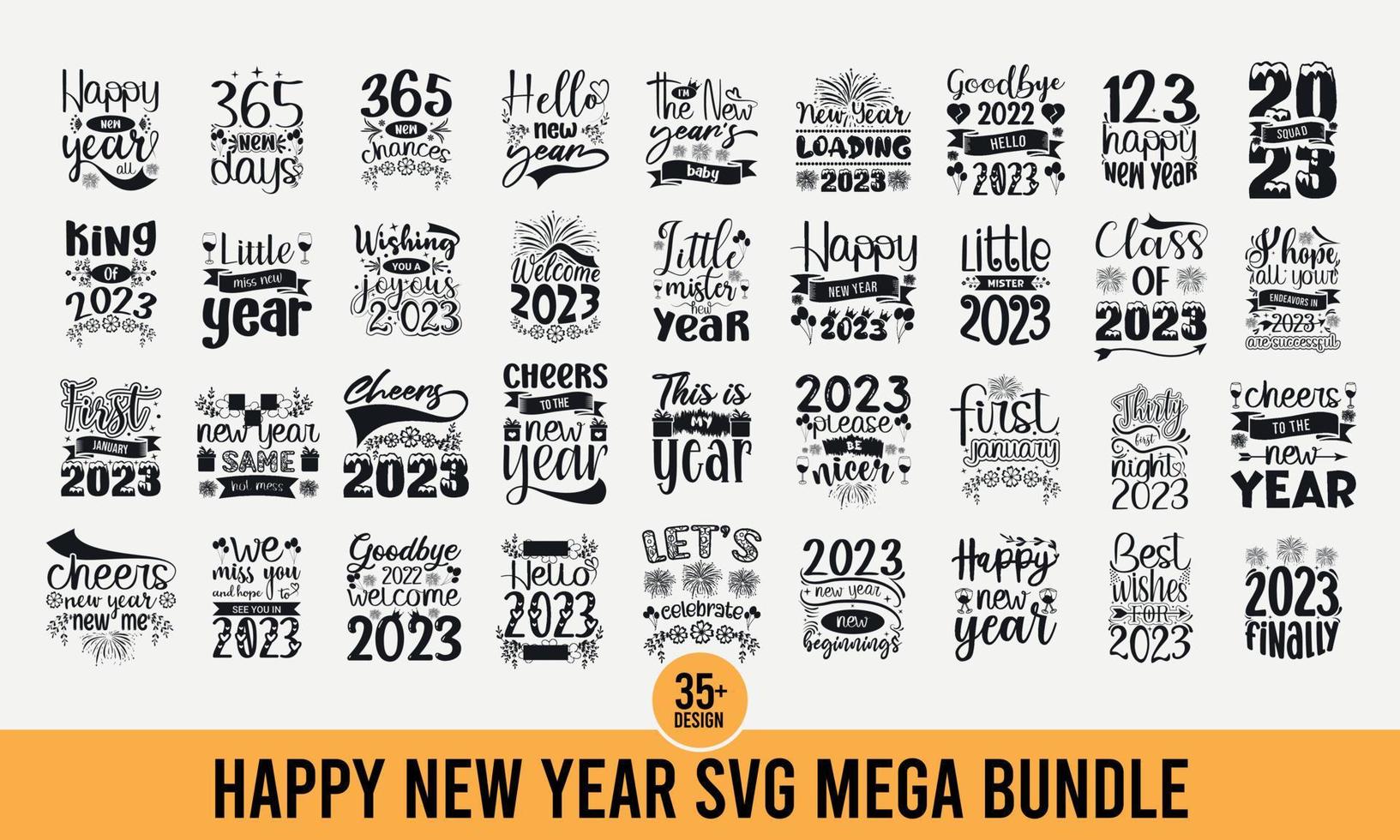 paquete de svg de año nuevo, citas de svg de feliz año nuevo, diseño de camiseta de tipografía de año nuevo, archivos de corte svg vector