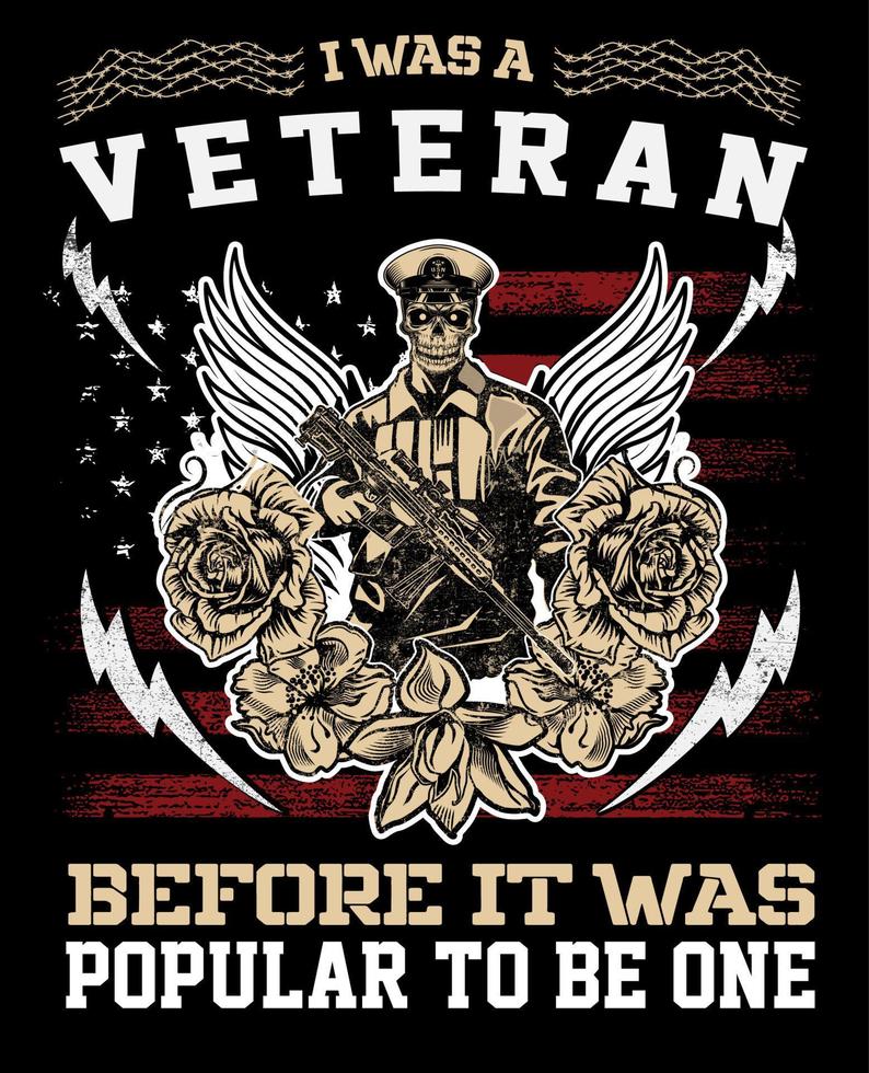 diseño de camiseta de veterano del ejército de estados unidos y diseño de camiseta de bandera militar vector