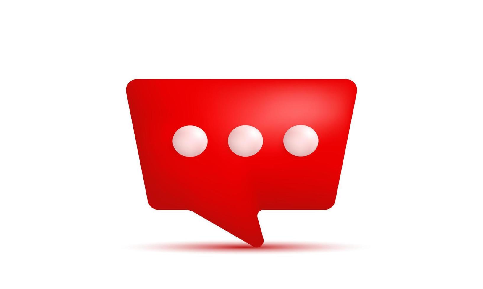 illustration realistic icon 3d red bubble message chat isolated on background vector