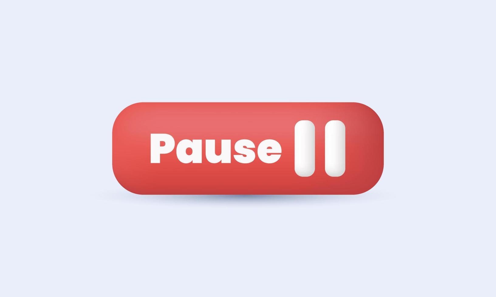 illustration realistic icon social media pause video 3d isolated on background vector