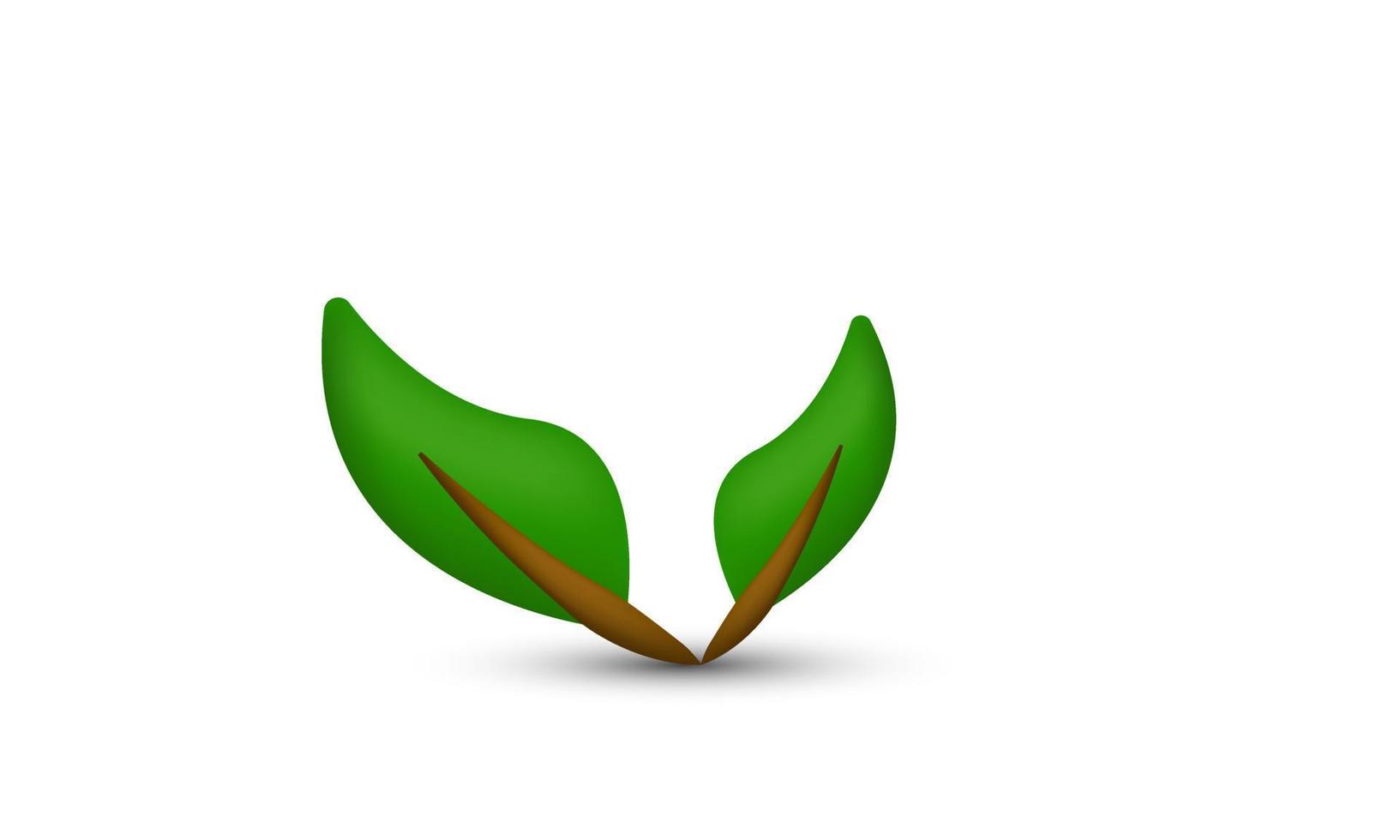 illustration realistic 3d leaf natural icon isolated on background vector