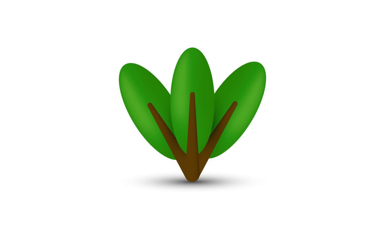 illustration realistic icon 3d green leaf natural isolated on background vector