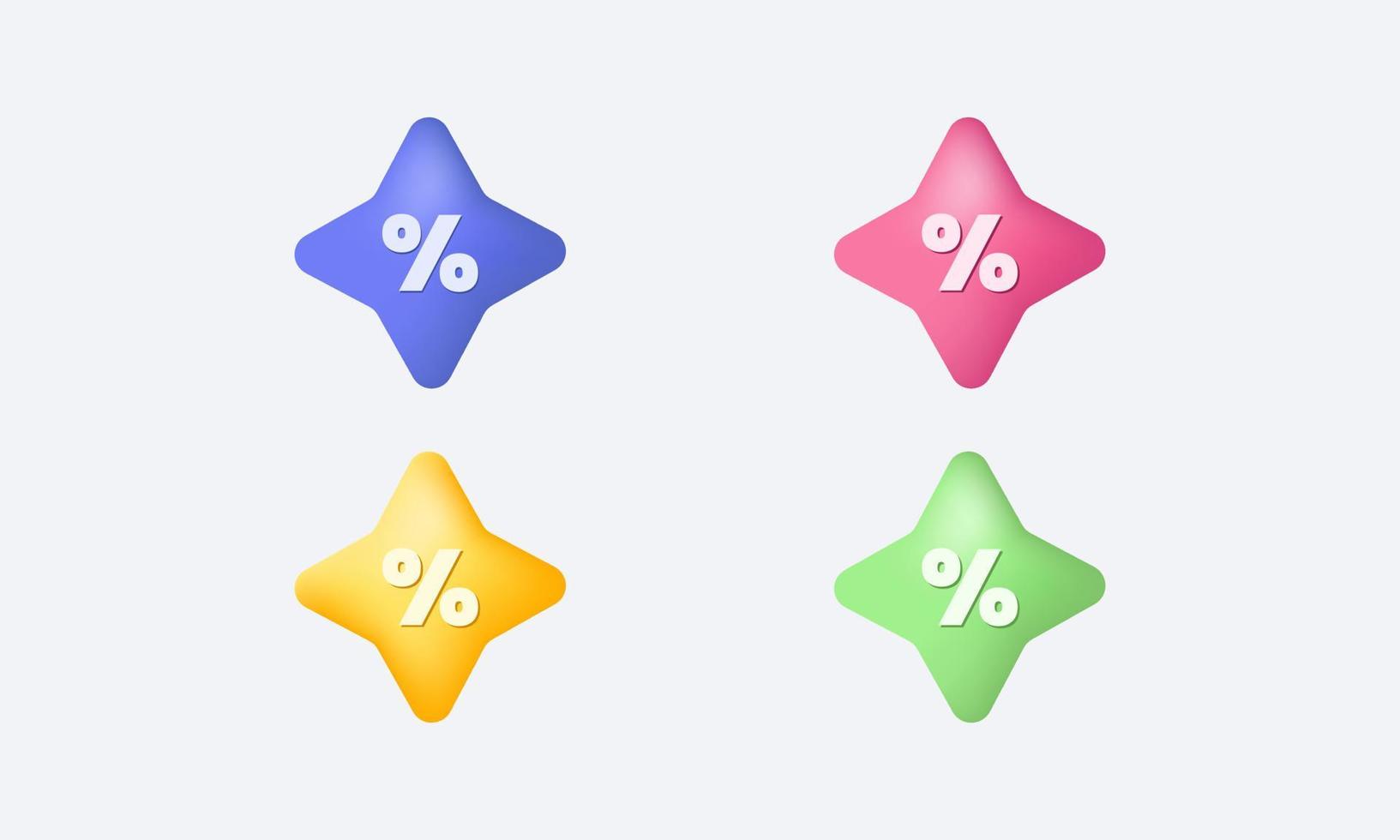 illustration realistic icon star percent creative 3d isolated on background vector