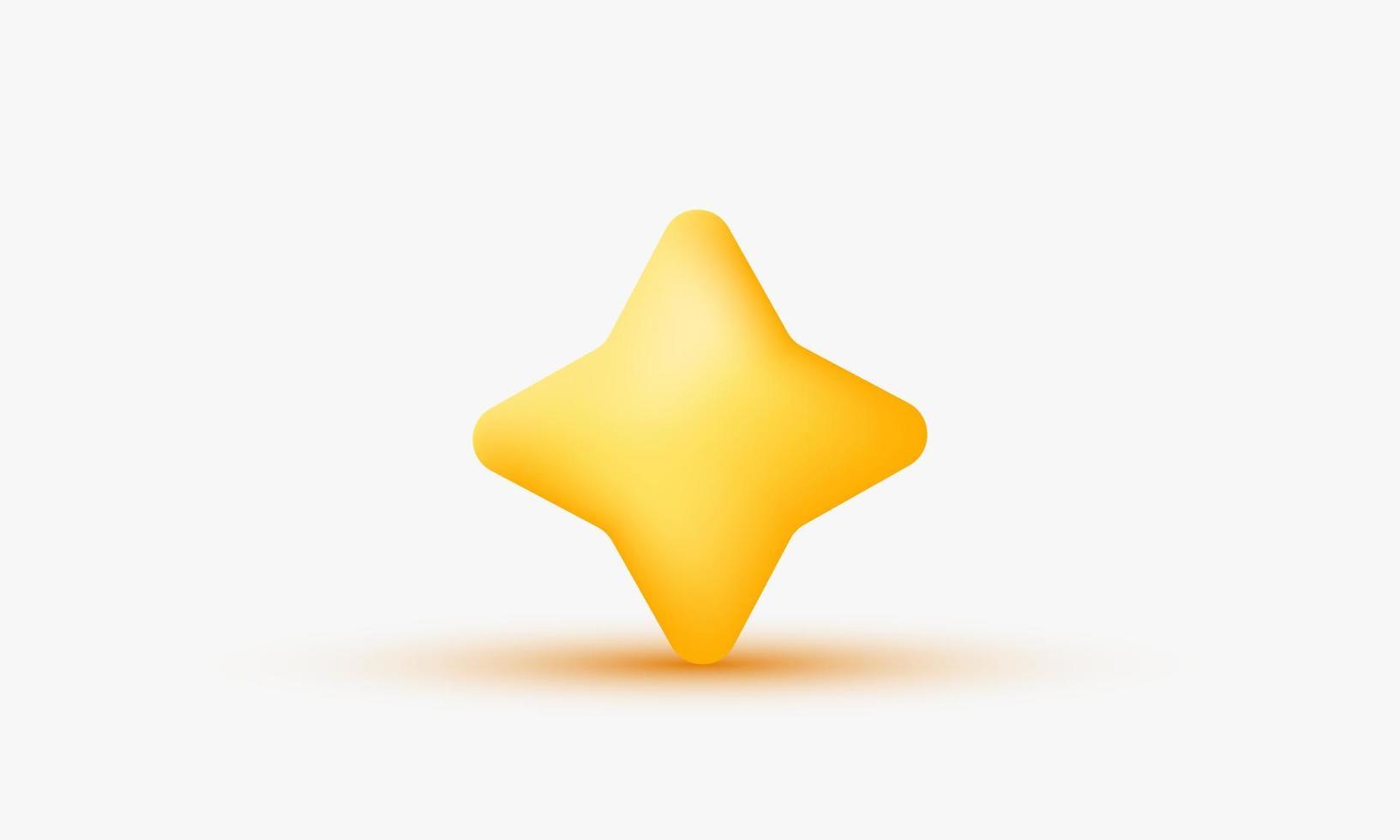 illustration realistic yellow star sharp angles cartoon render creative 3d isolated on background vector