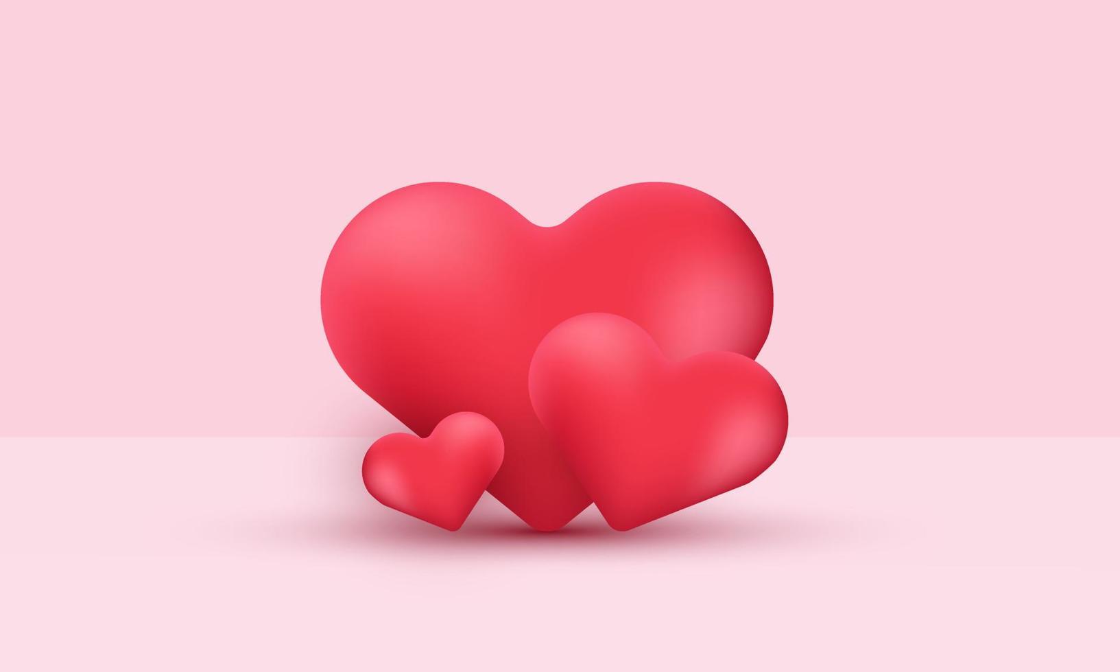 illustration realistic heart shape balloon render creative 3d isolated on background vector