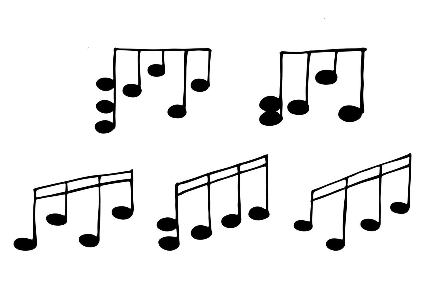 conjunto de garabatos de notas musicales. símbolo musical dibujado a mano. elementos para impresión, web, diseño, decoración, logotipo vector