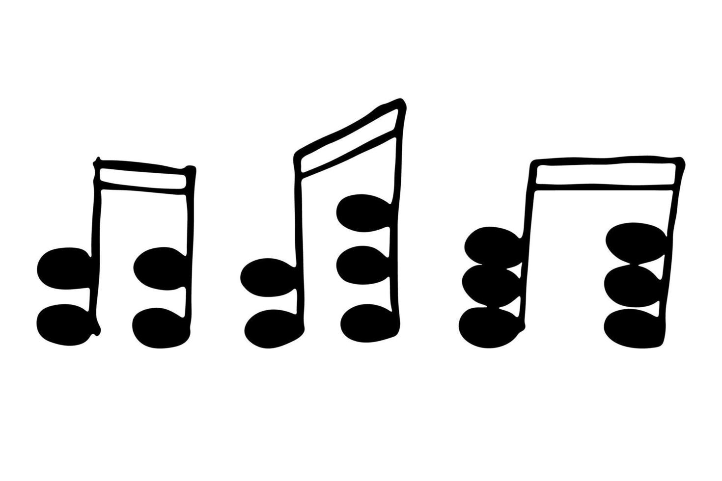 conjunto de garabatos de notas musicales. símbolo musical dibujado a mano. elementos para impresión, web, diseño, decoración, logotipo vector