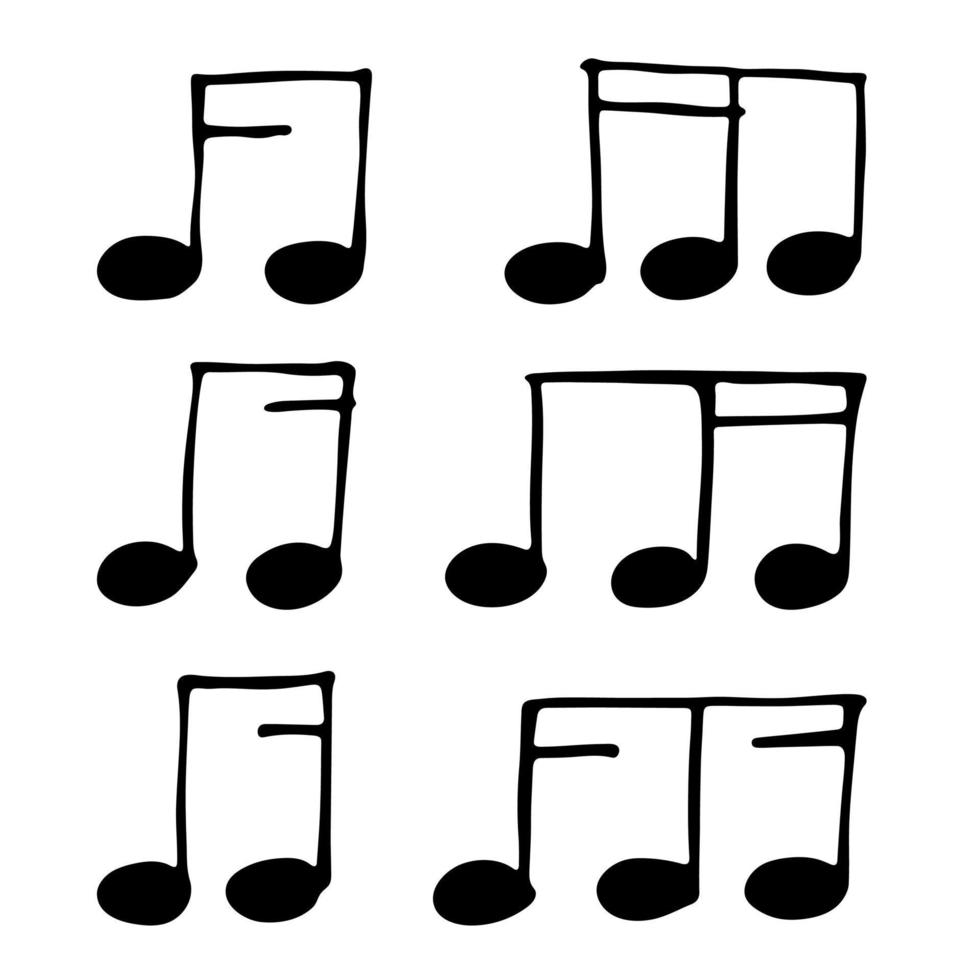 conjunto de garabatos de notas musicales. símbolo musical dibujado a mano. elementos para impresión, web, diseño, decoración, logotipo vector