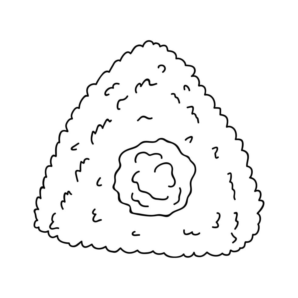 Hand drawn onigiri clipart. Japanese fast food made of rice. Rice ball in nori seaweed vector