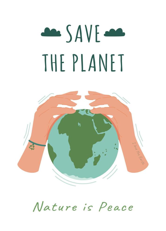 Save the Earth. Vector illustration of global problems. Global warming, drought.