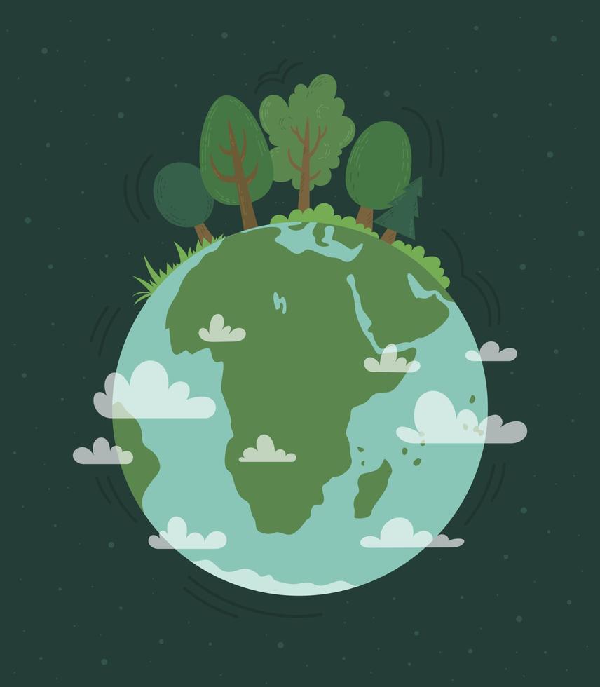 el concepto ecológico. ilustración vectorial de eco tierra y árboles. planeta Tierra. póster. vector