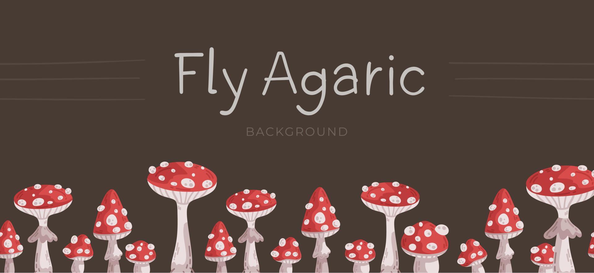 Background of fly agarics. Banner of poisonous mushrooms. vector