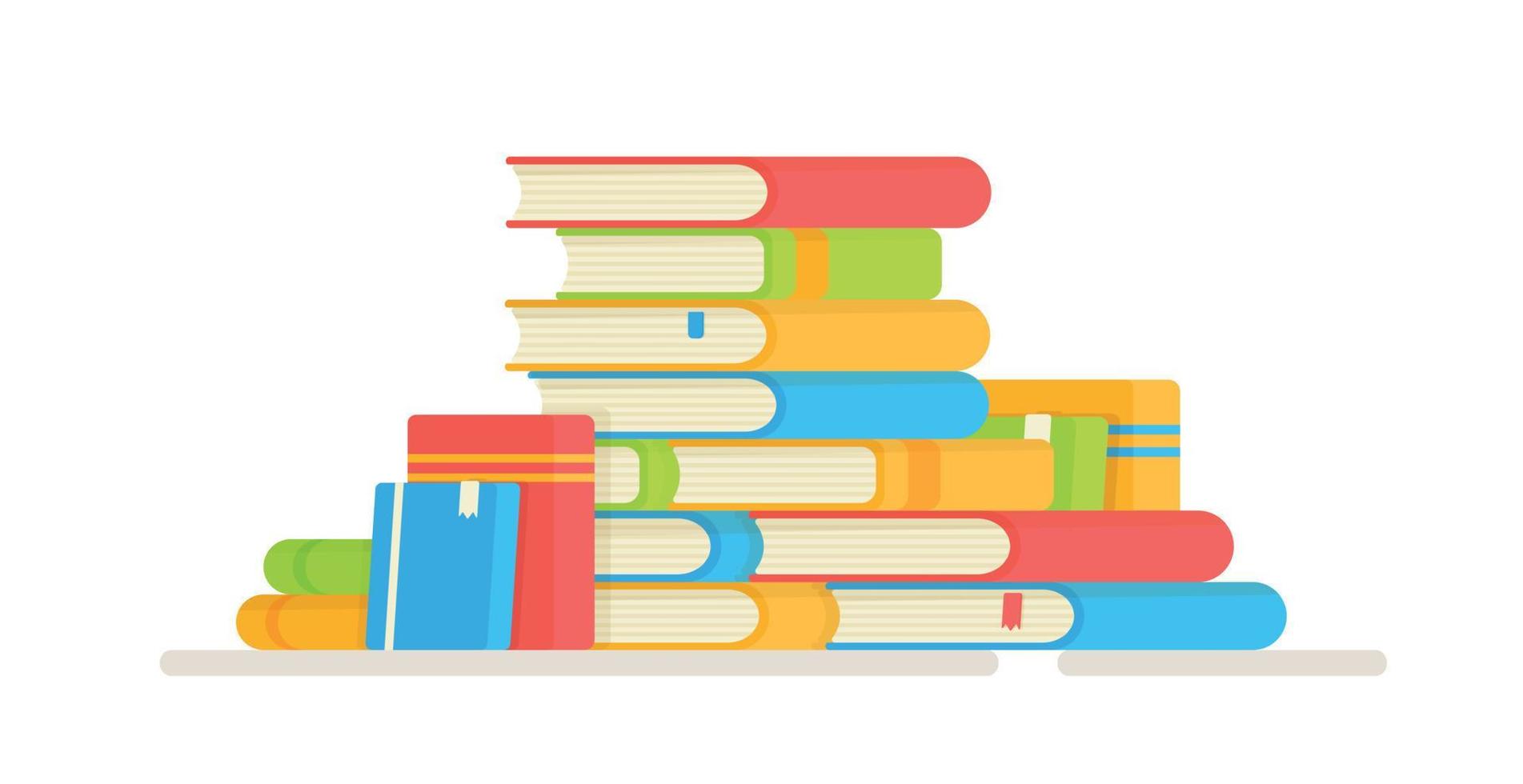 Vector illustration with books and magazines. School objects in flat style.