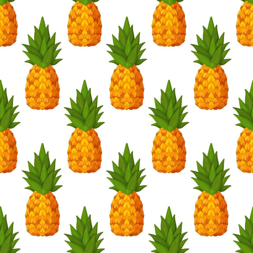 patrón vectorial con piñas. fruta tropical al estilo de las caricaturas. fondo transparente con comida y fruta. vector