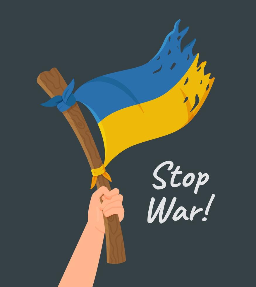 Vector illustration of a poster with the flag of Ukraine. Stop the war and there will be peace.