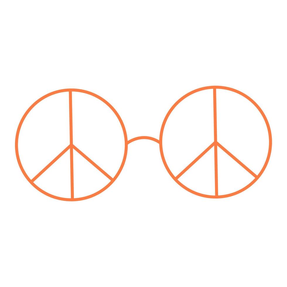Hippie sign glasses. Outline style, 70's. Trending vector