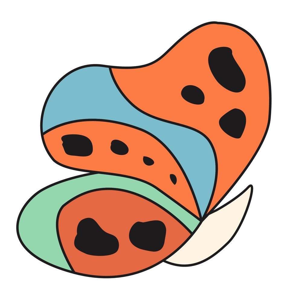 Butterfly. Outline style, 70s. Trending vector