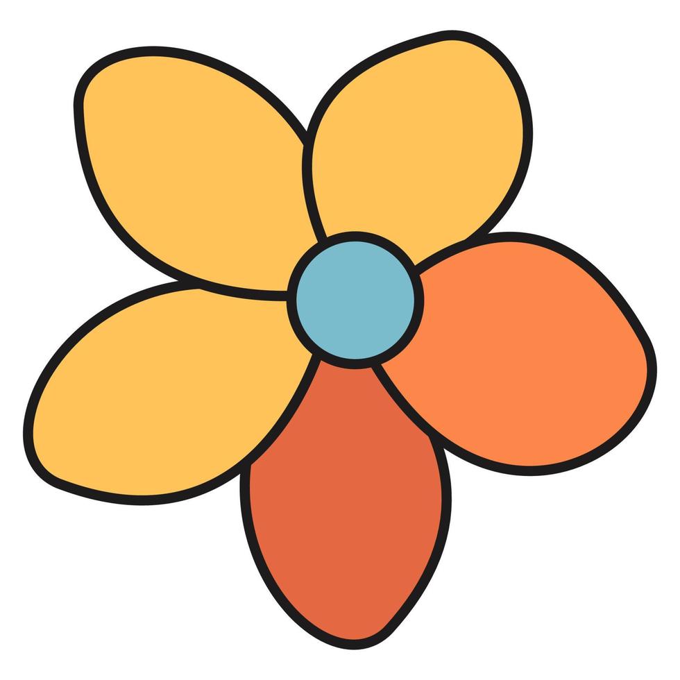 Flower. Outline style, 70s. Trending vector 16005779 Vector Art at ...