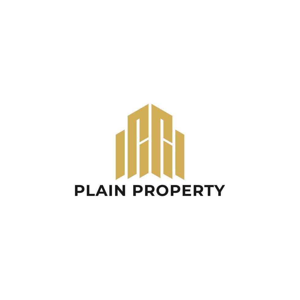 Abstract initial letter P or PP logo in gold color isolated in white background applied for property company logo also suitable for the brands or companies have initial name PP or P. vector