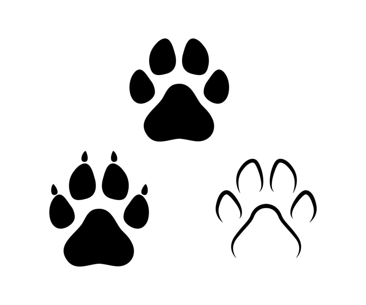 lindos íconos de pata de perro. icono de pata. ilustración vectorial aislada vector