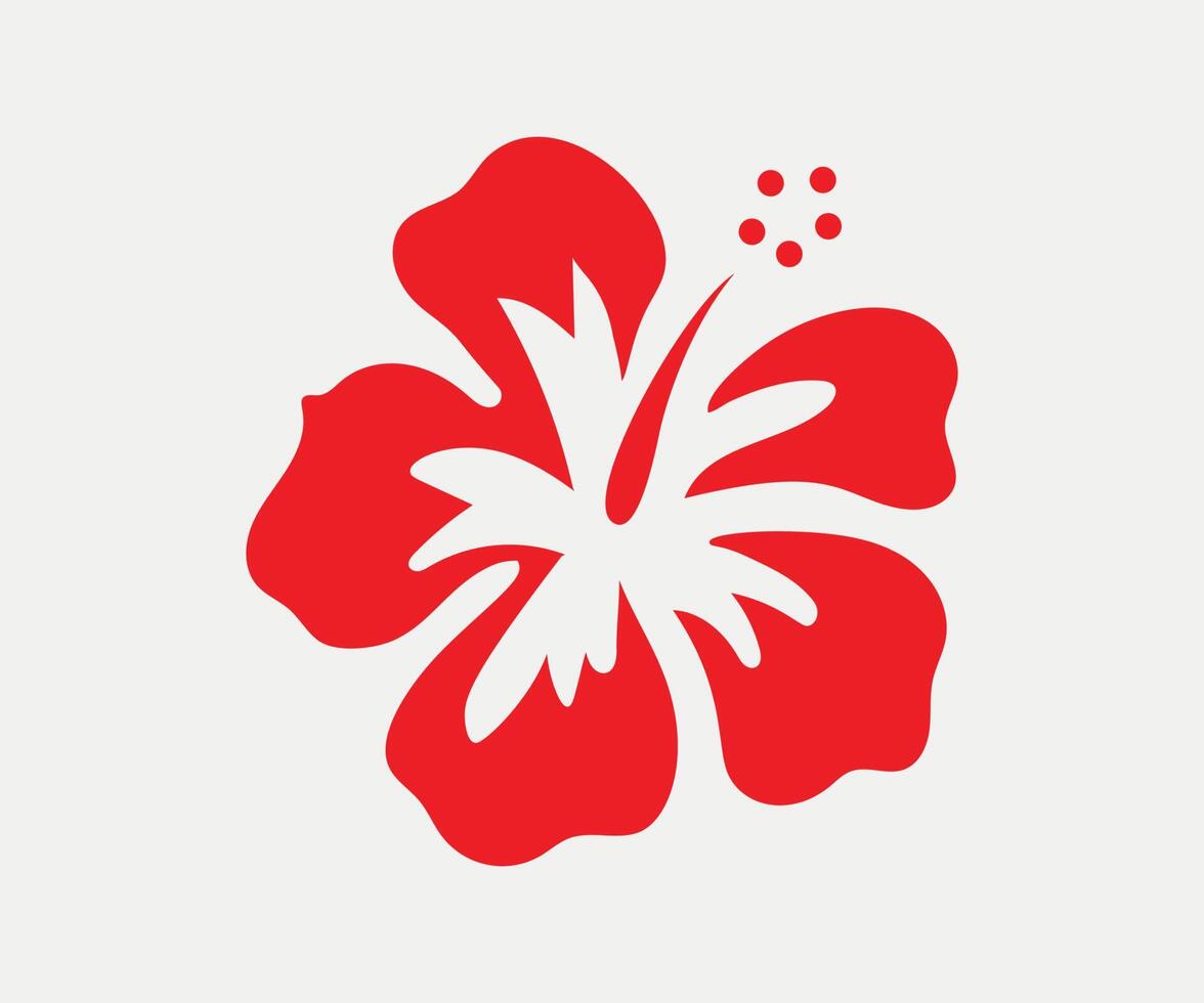 vector de silueta roja de hibisco aislado sobre fondo blanco