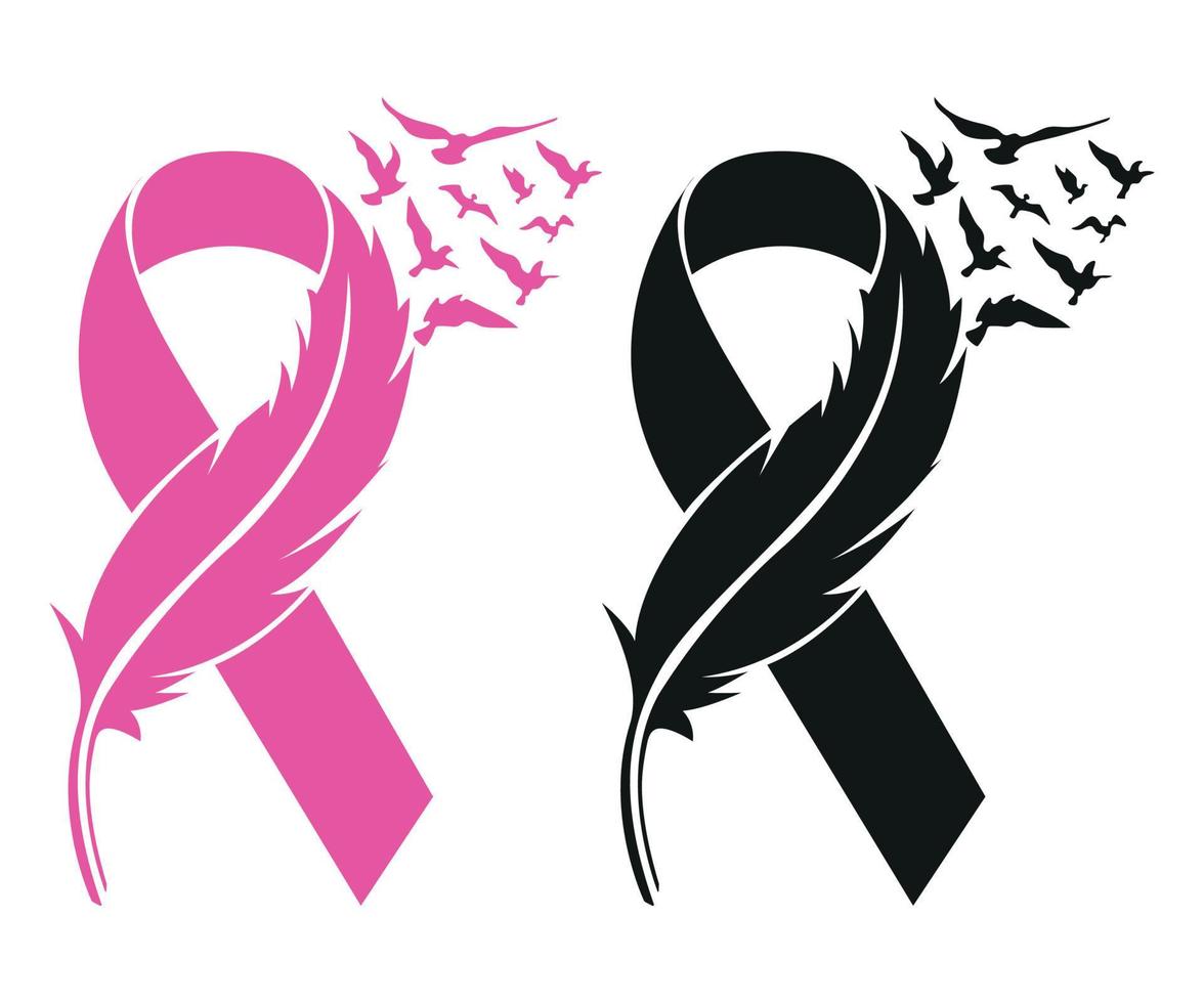 National breast cancer awareness month pink ribbon vector illustration isolated