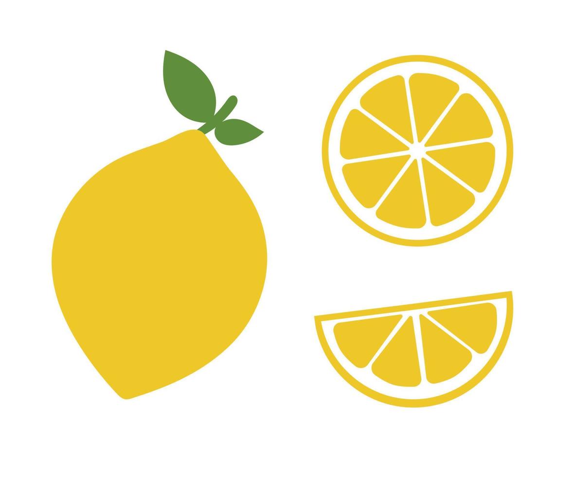 Lemon slice citrus fruit flat icon. Vector lemon half cut logo, simple illustration isolated