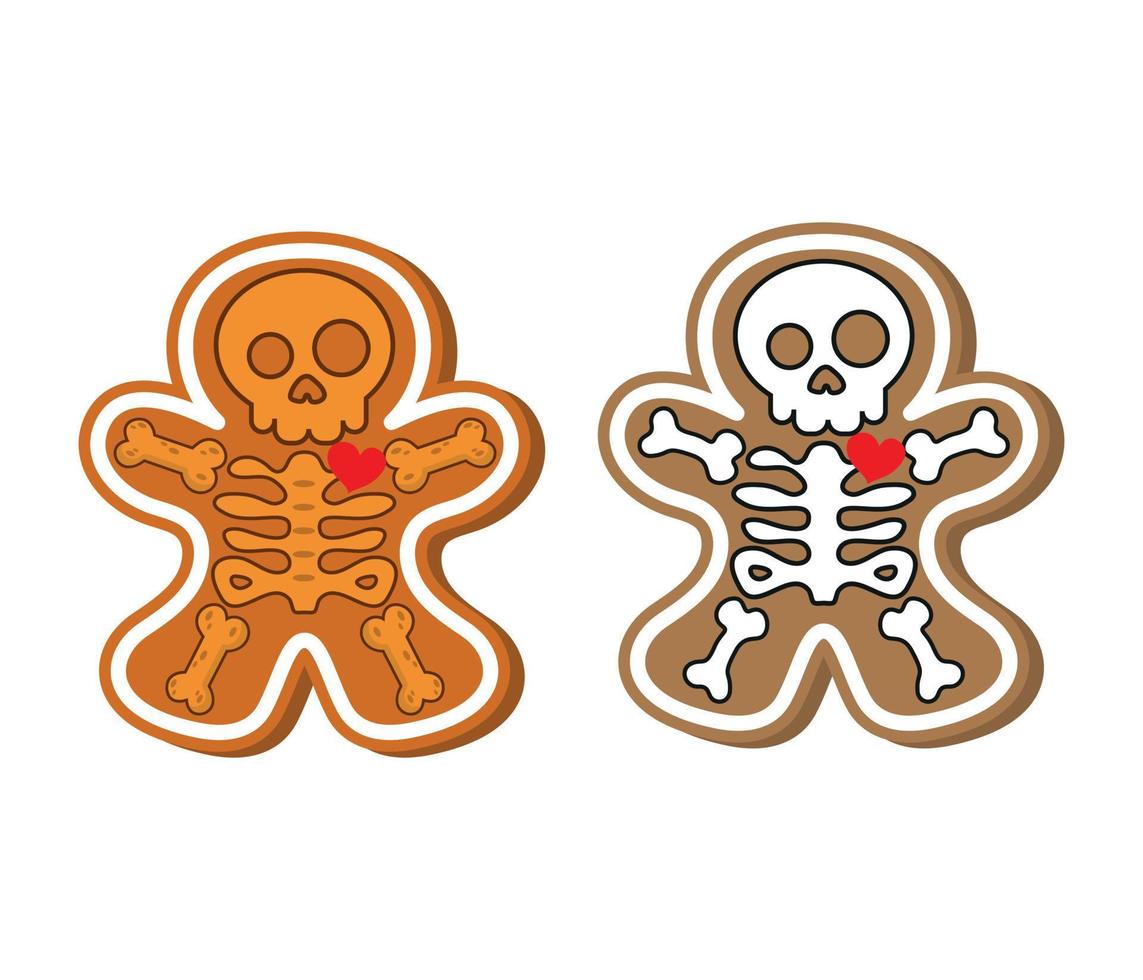 cute skeleton gingerbread christmas vector isolated illustration