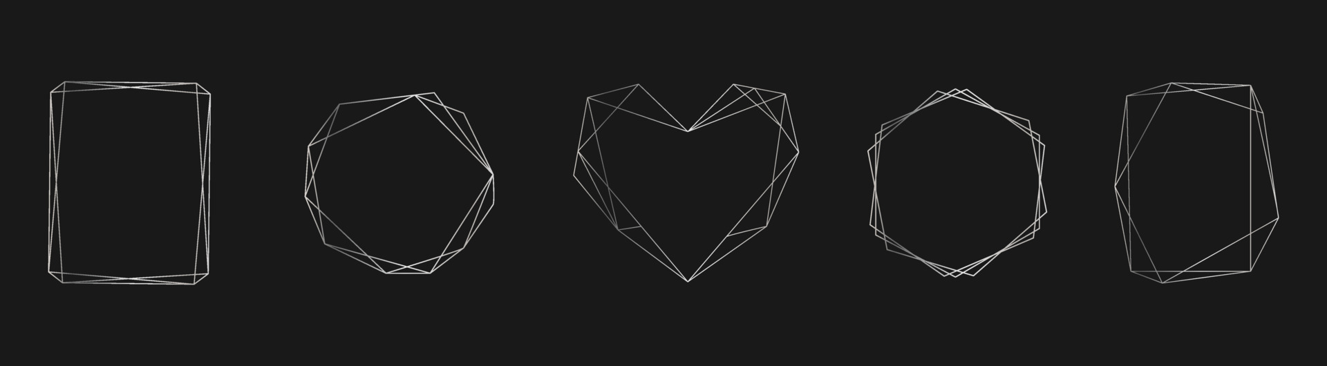 Set of silver vector frames for invitations, luxury decor in art deco