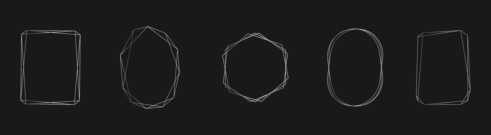 Set of silver vector frames for invitations, luxury decor in art deco