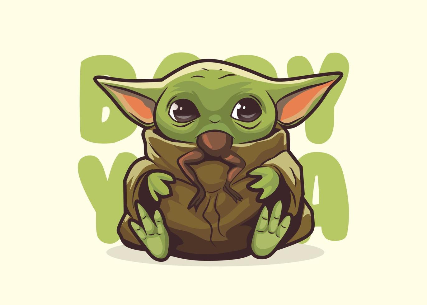 cute bay yoda illustration, icon vector, flat cartoon style. vector