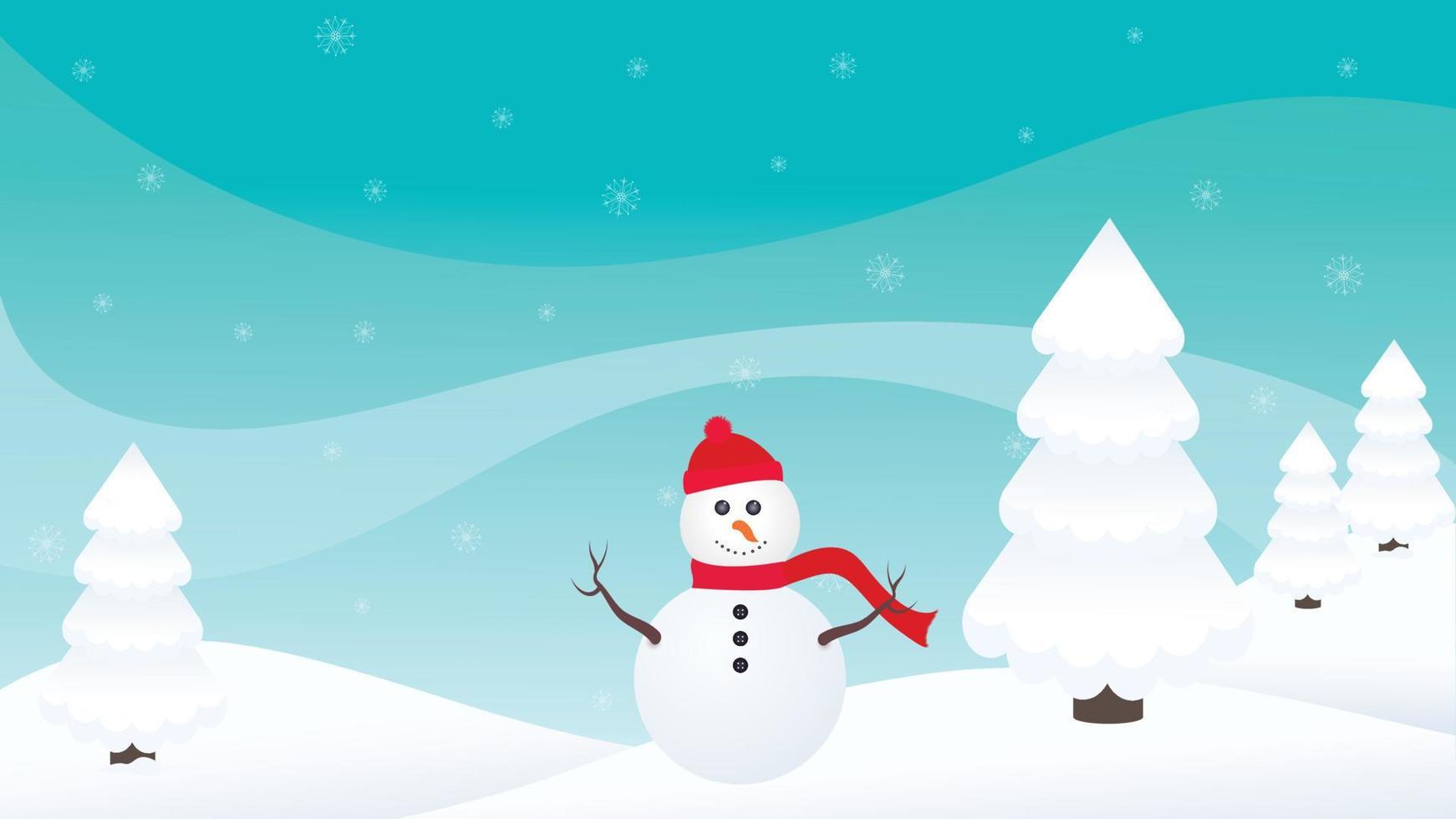 Merry Christmas Snowman in a Winter Wonderland vector illustration  background greetings 16005946 Vector Art at Vecteezy