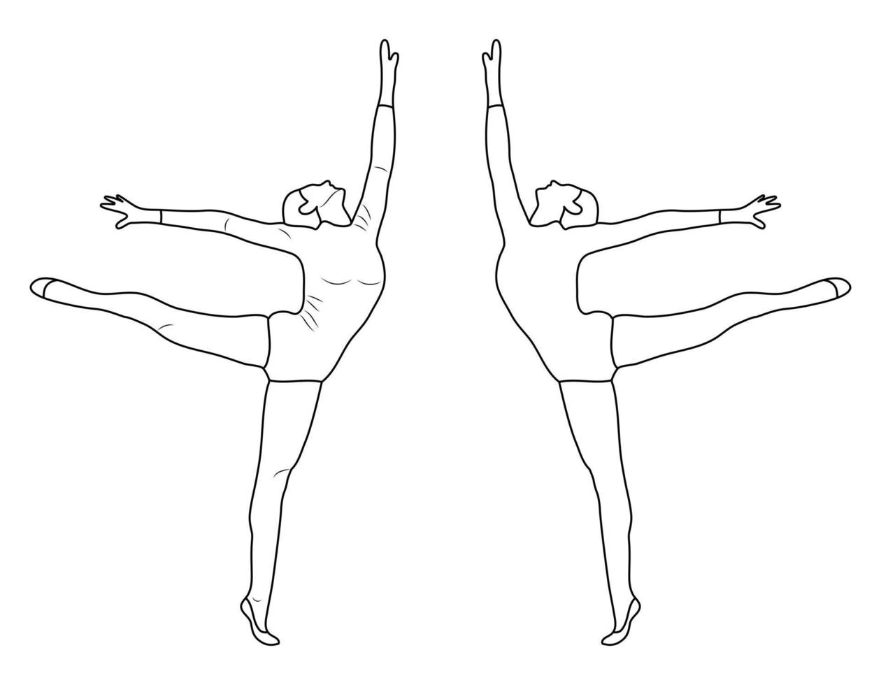 Outline figure of a gymnast in a sports pose. Gym girl silhouette