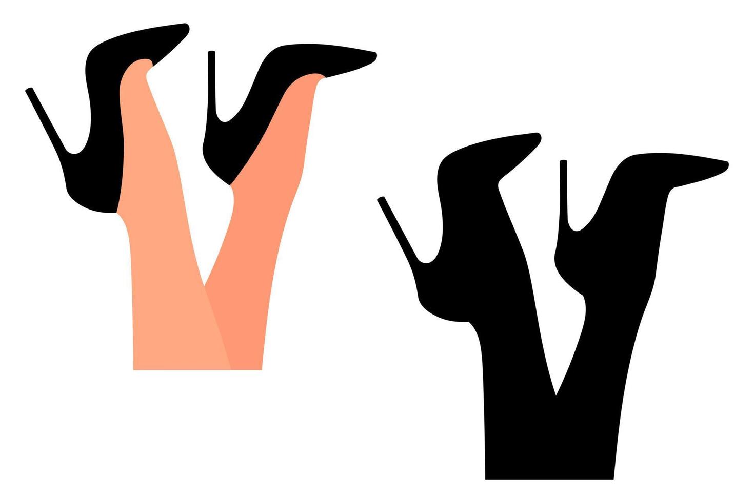 Silhouette of high heel shoes on female legs. Women shoe model. Stylish accessory vector