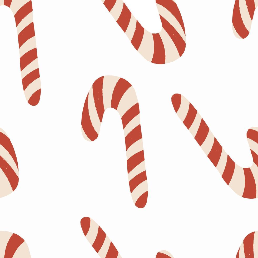 Seamless pattern candy cane christmas candy flat vector