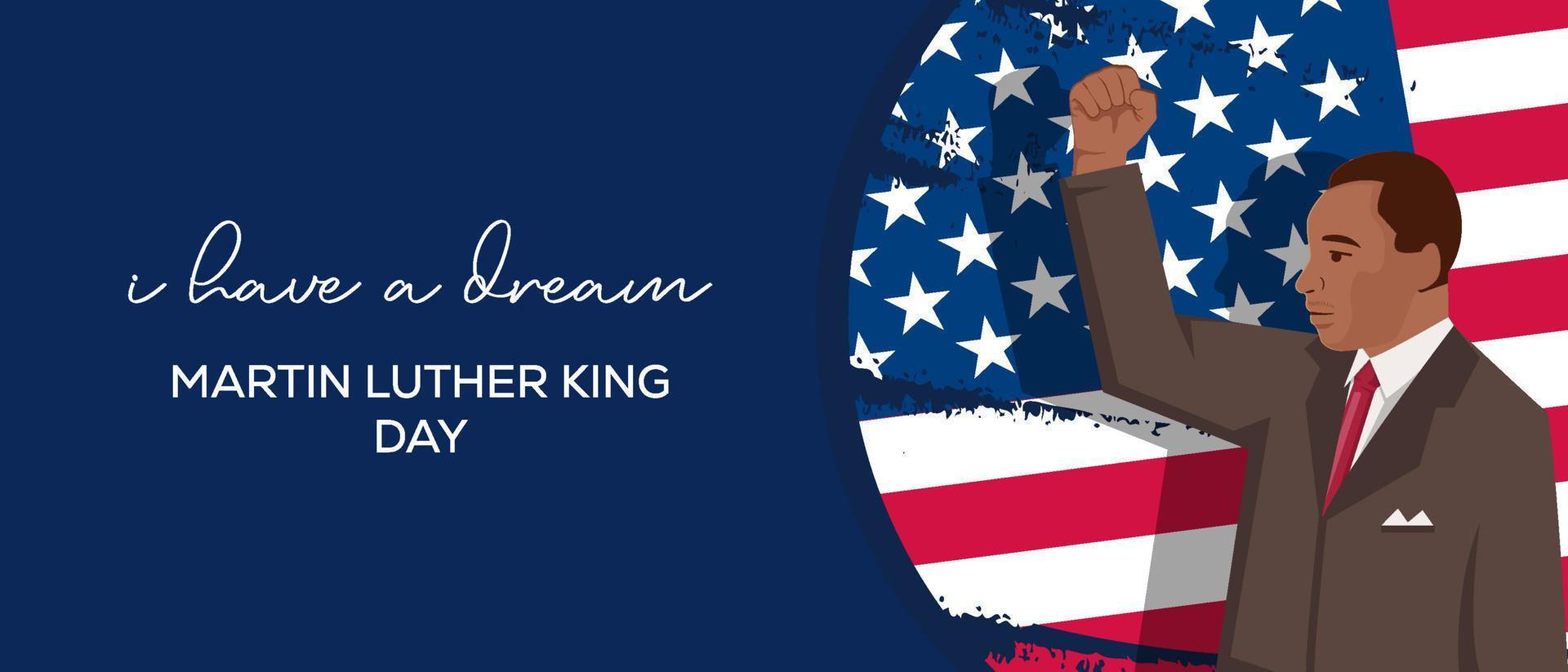 tengo un sueño mlk day o martin luther king day ilustración de banner horizontal vector