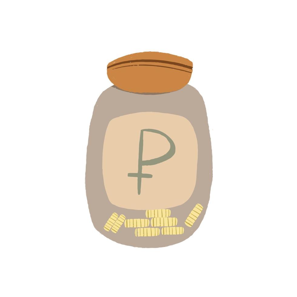 Money bottle. Coins jar, investing fund savings vector