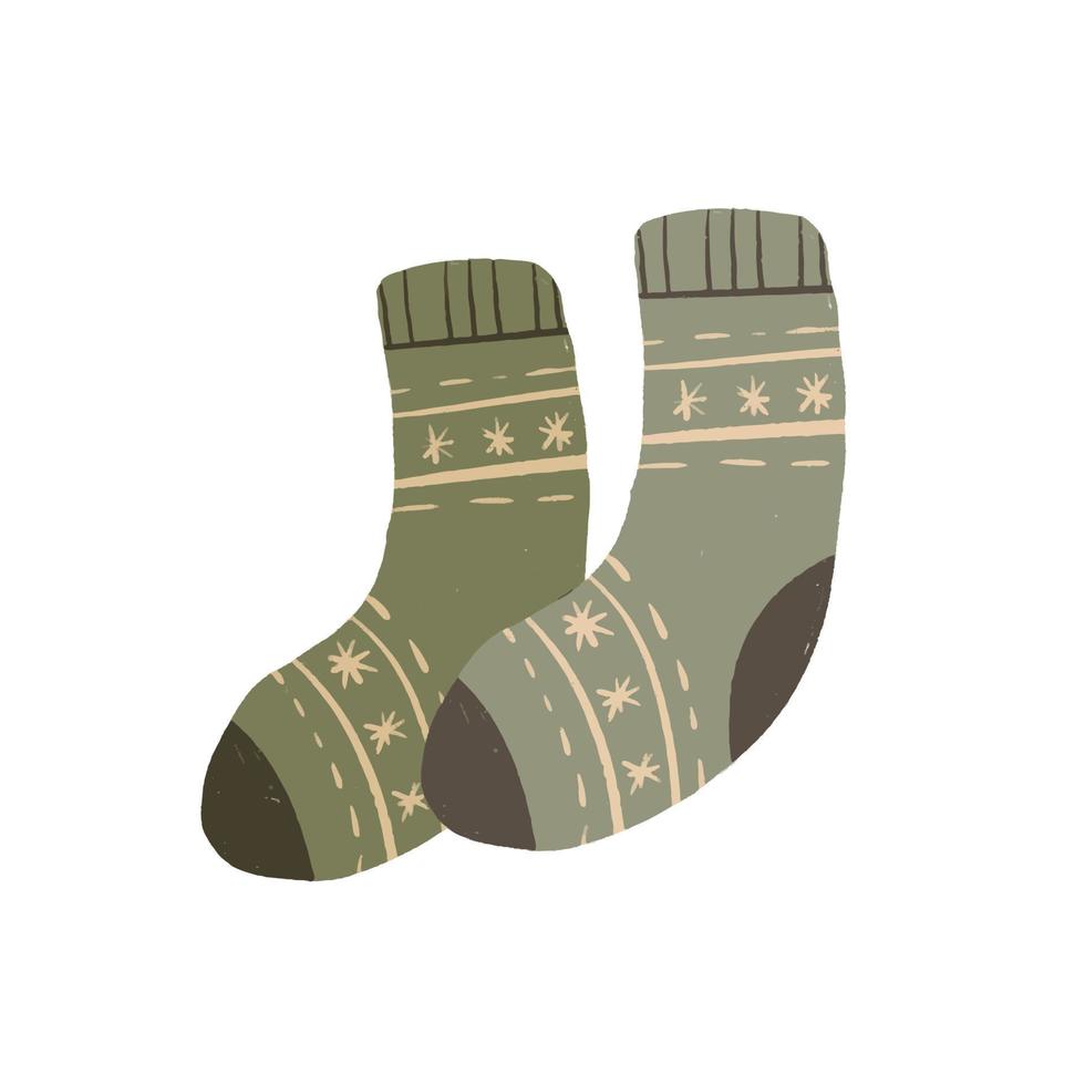 Pair green socks hand drawn vector