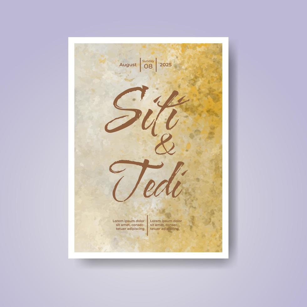 Wedding invitation with abstract watercolor background vector