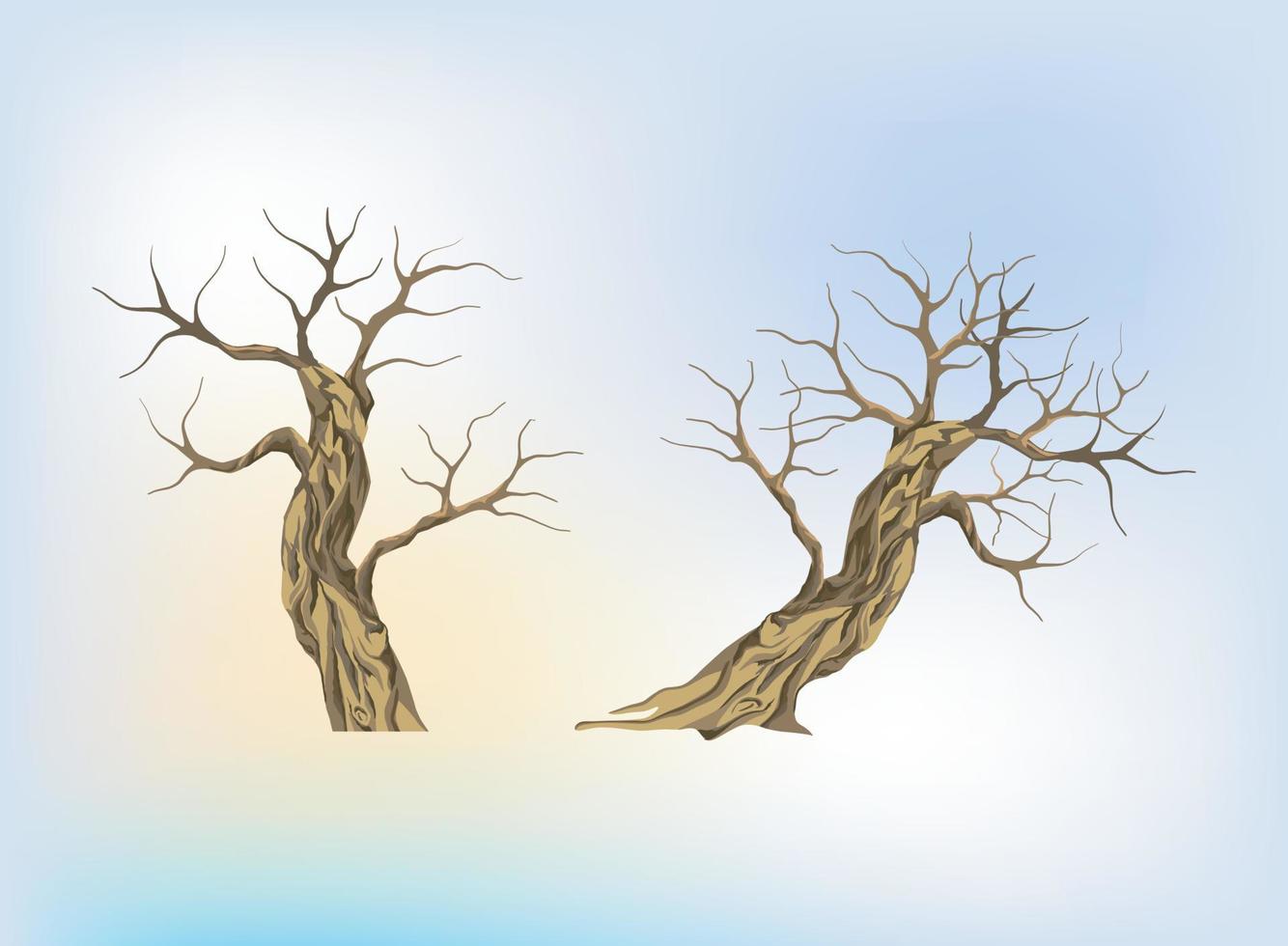 drought and dead trees vector illustrations