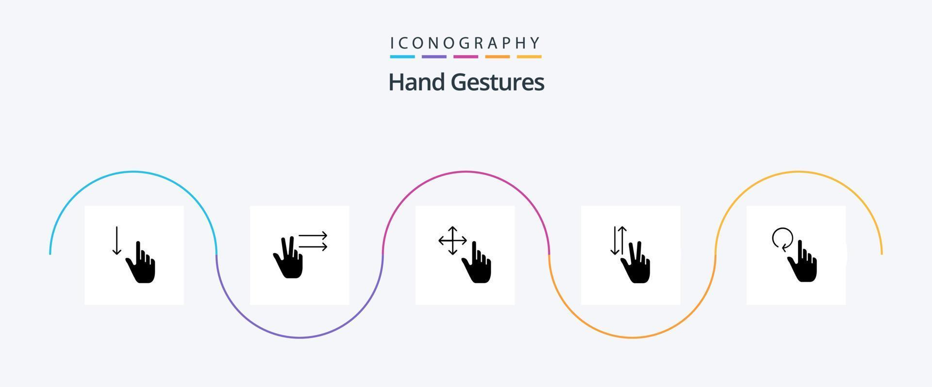 Hand Gestures Glyph 5 Icon Pack Including finger. down. finger. up. gestures vector