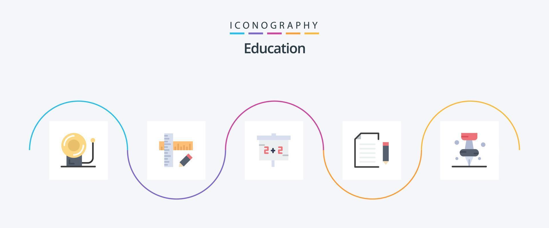 Education Flat 5 Icon Pack Including education. file. blackboard. extension. data vector