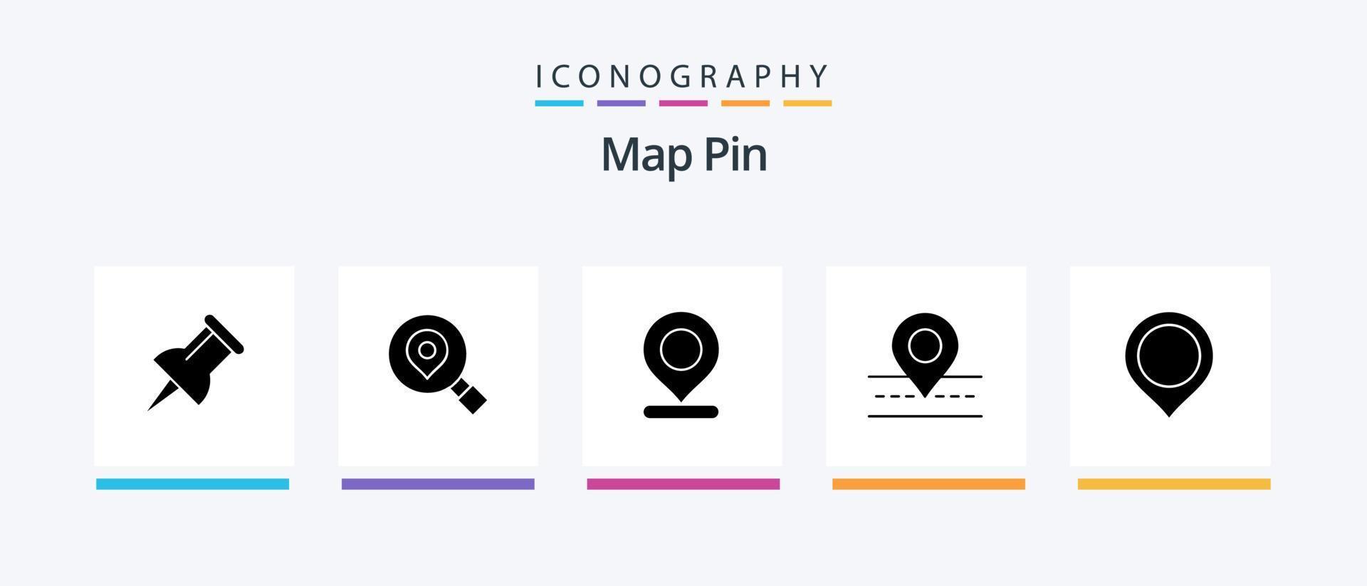 Map Pin Glyph 5 Icon Pack Including mark. map. marker. location. way. Creative Icons Design vector