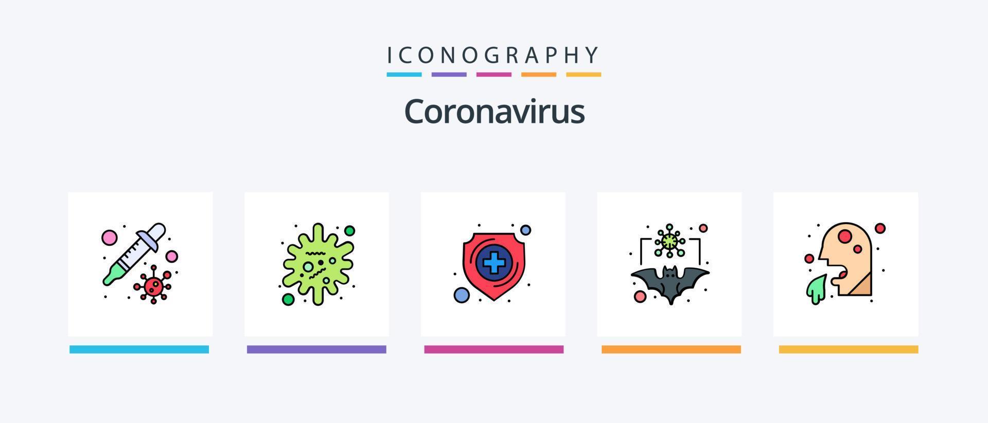 Coronavirus Line Filled 5 Icon Pack Including lab. shield. coronavirus. medical. protection. Creative Icons Design vector