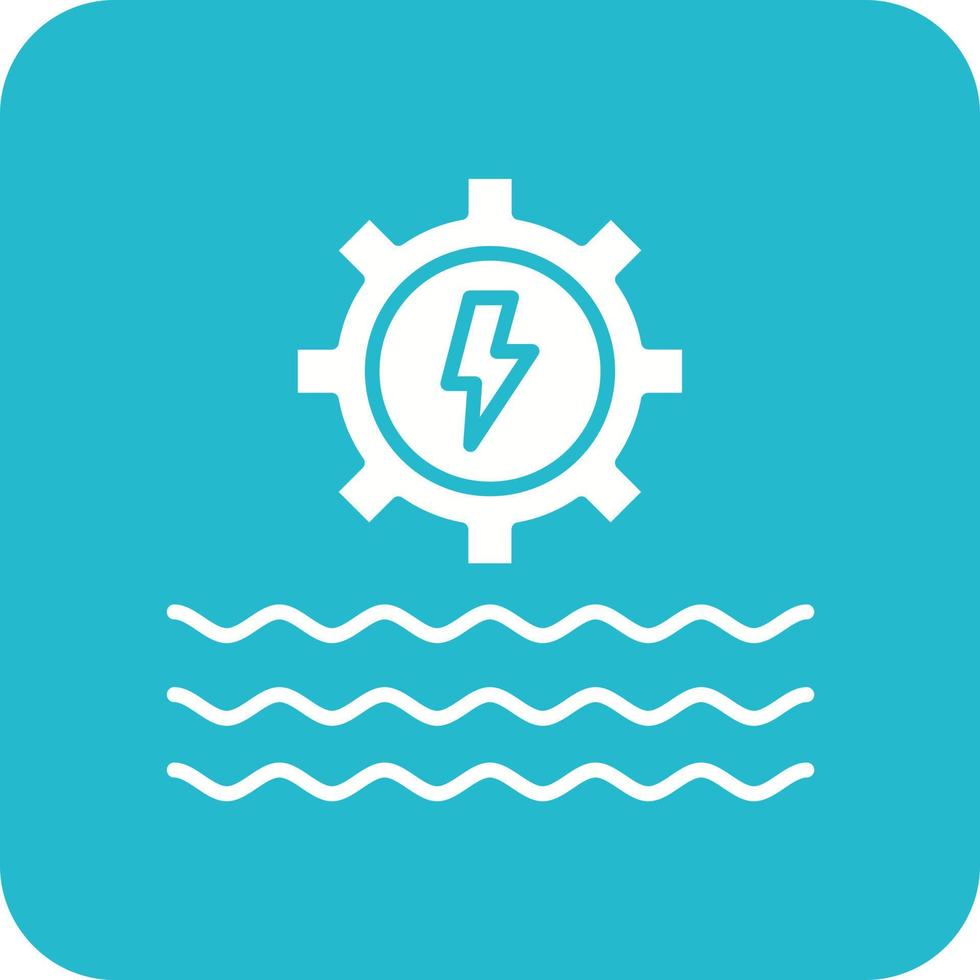 Hydro Power Glyph Round Corner Background Icon vector