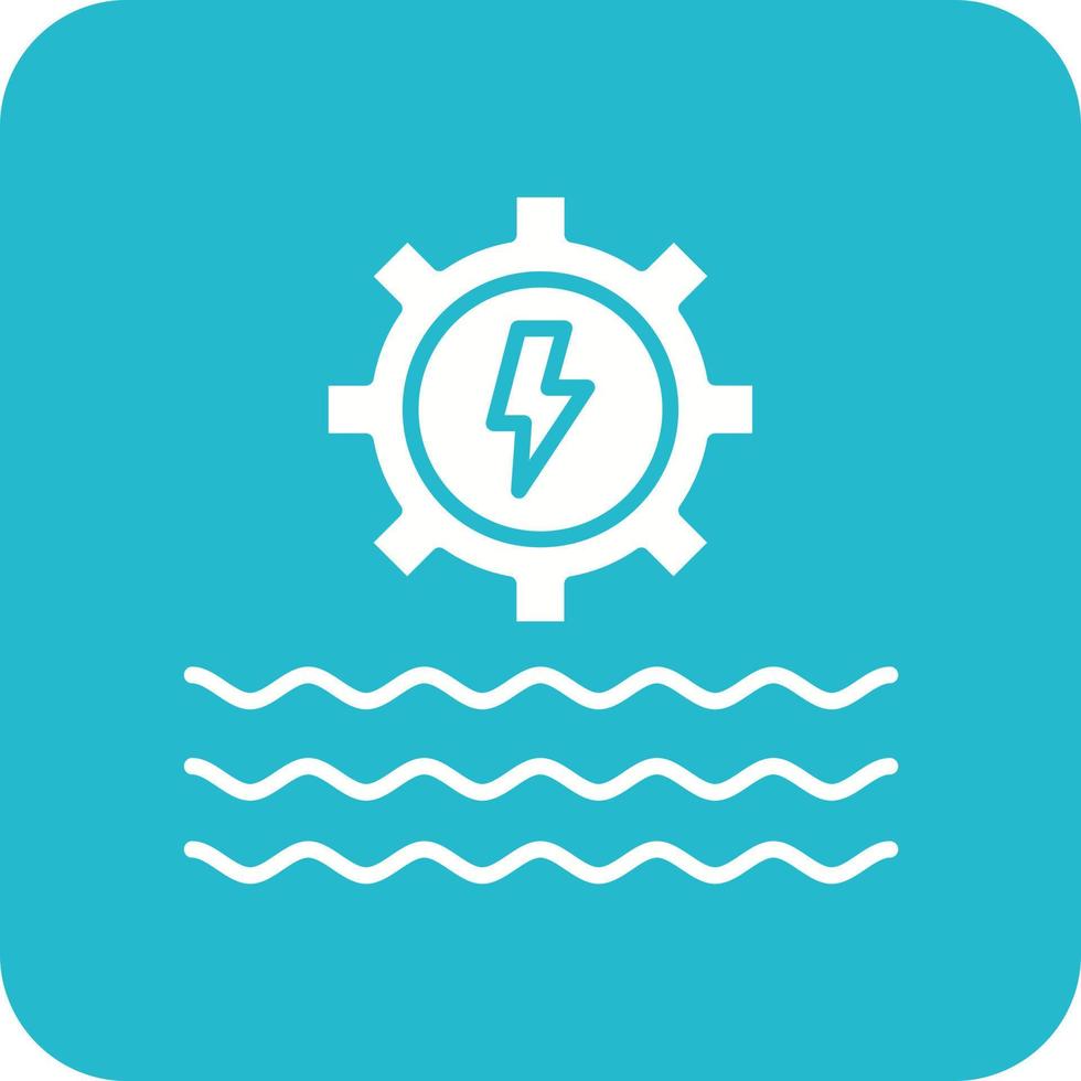 Hydro Power Glyph Round Corner Background Icon vector