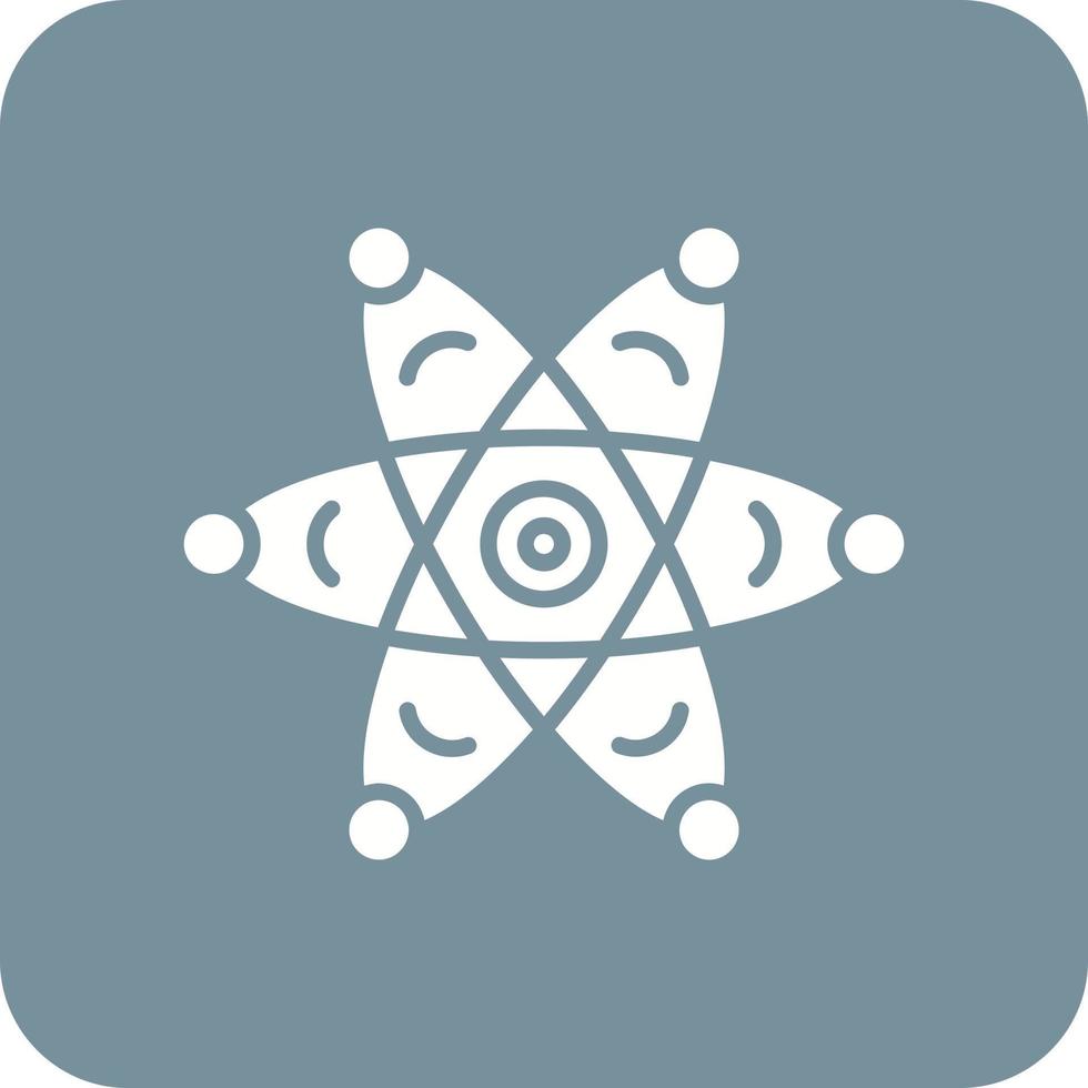 Atom Glyph Round Corner Background Icon vector